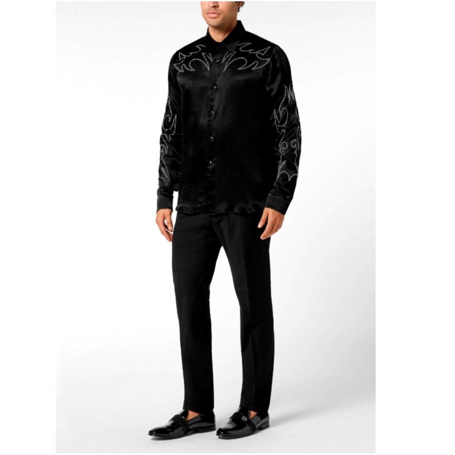 Philipp Plein Philipp Plein Men's Black Embellished Texas Shirt Size XL Size US XL / EU 56 / 4 - 12 Thumbnail