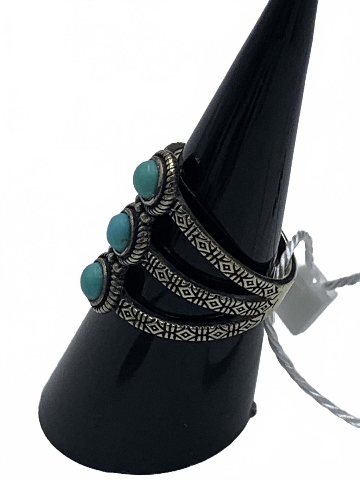 Other Felicia Design FD Sterling Silver Turquoise Engraved Ring Size ONE SIZE - 6 Thumbnail