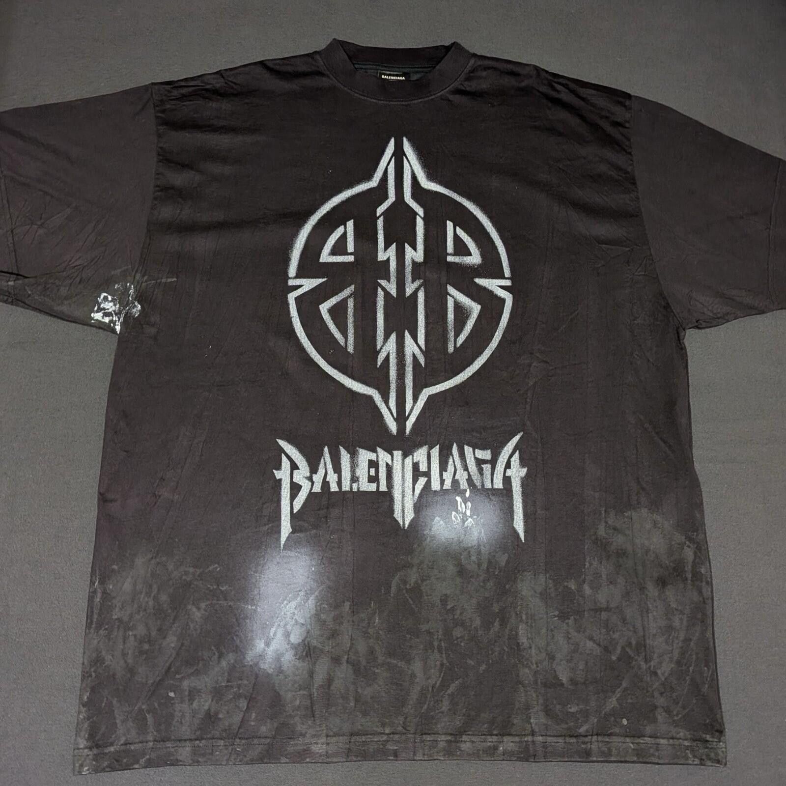 Balenciaga Balenciaga Metal BB Stencil Cotton T-Shirts Black 4