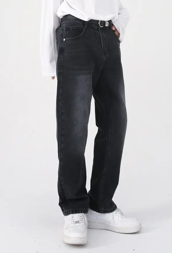 Japanese Brand Hirose x Kato Black and grey retro washed straight jeans Size US 32 / EU 48 - 4 Thumbnail