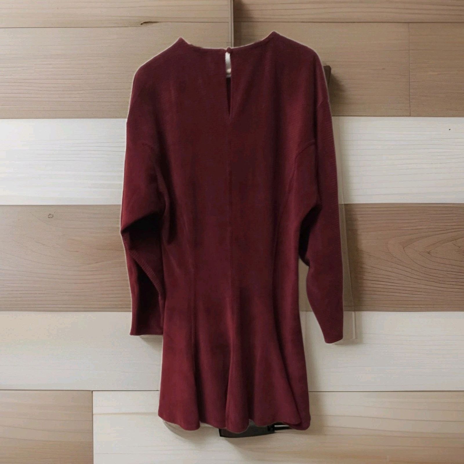 Asos ASOS Deep Red Chunky Corduroy Ruffle Flare Keyhole Back 12 Size XL / US 12-14 / IT 48-50 - 4 Thumbnail