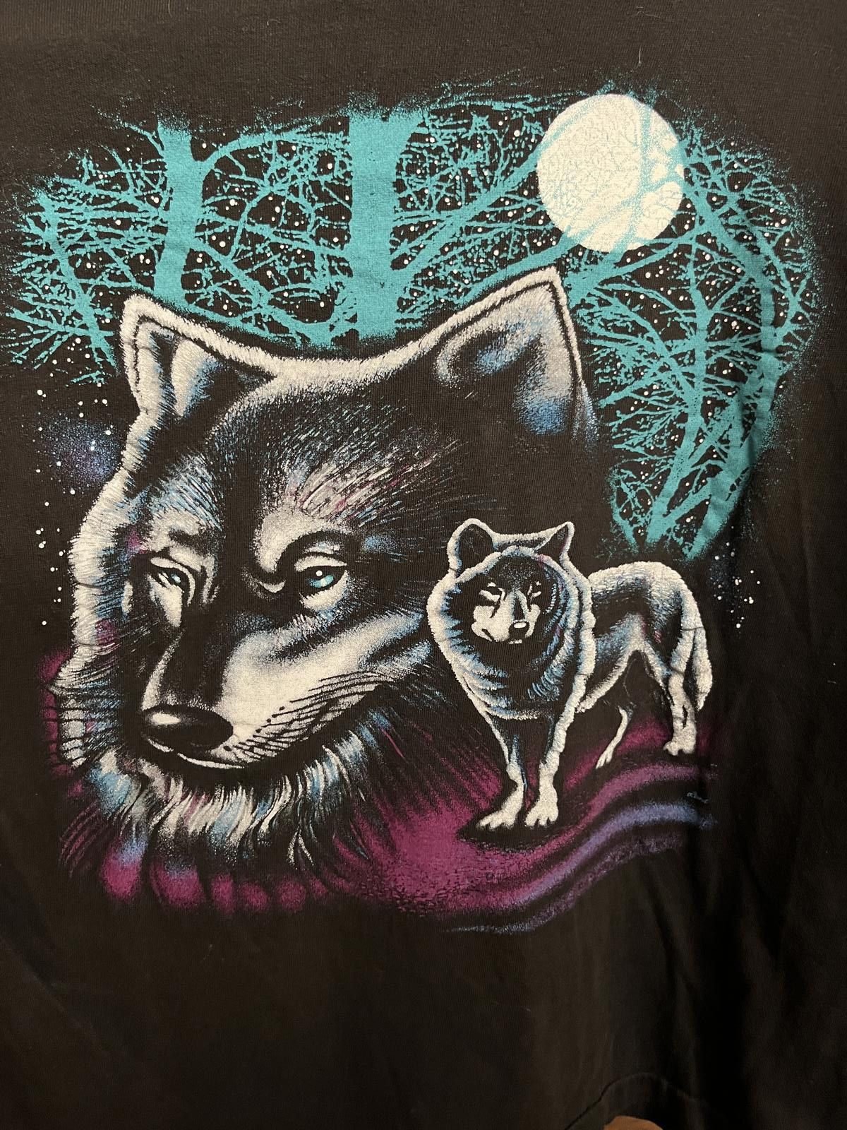Designer Vintage Wolves T-shirt - Full Moon Wolf Tee XL Size US XL / EU 56 / 4 - 3 Thumbnail