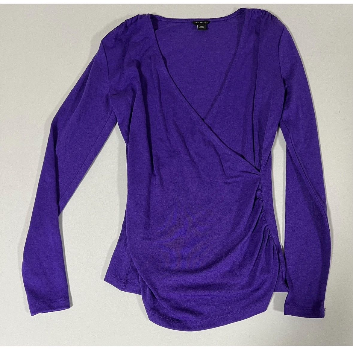 Ann Taylor Ann Taylor Purple Wrap Long Sleeve Shirt Top Blouse XXS 💜✨ Size XXS / US 00 / IT 34 - 1 Thumbnail
