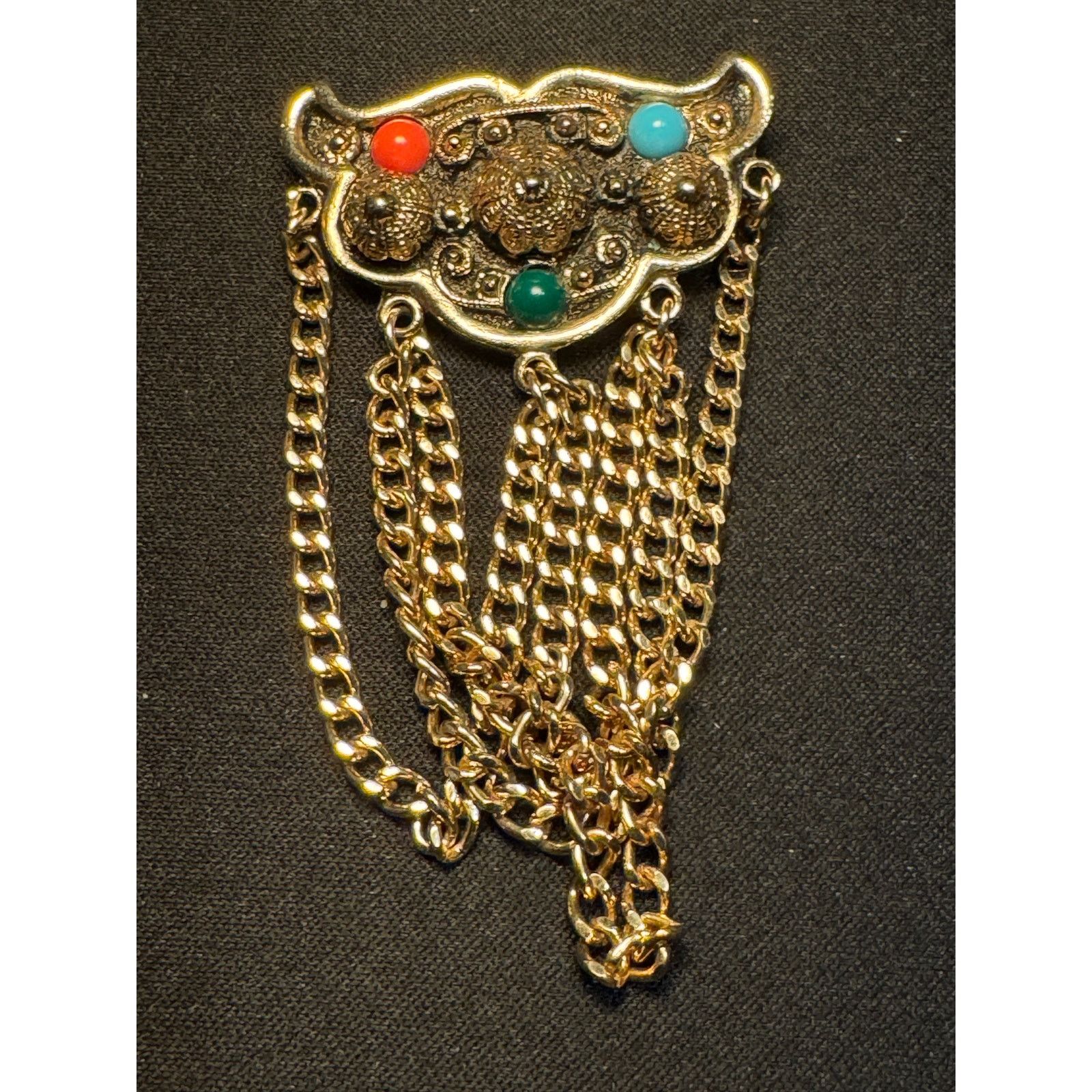 Other Emmons 1960's Chateaine Dangling Chains Brooch Size ONE SIZE - 1 Thumbnail