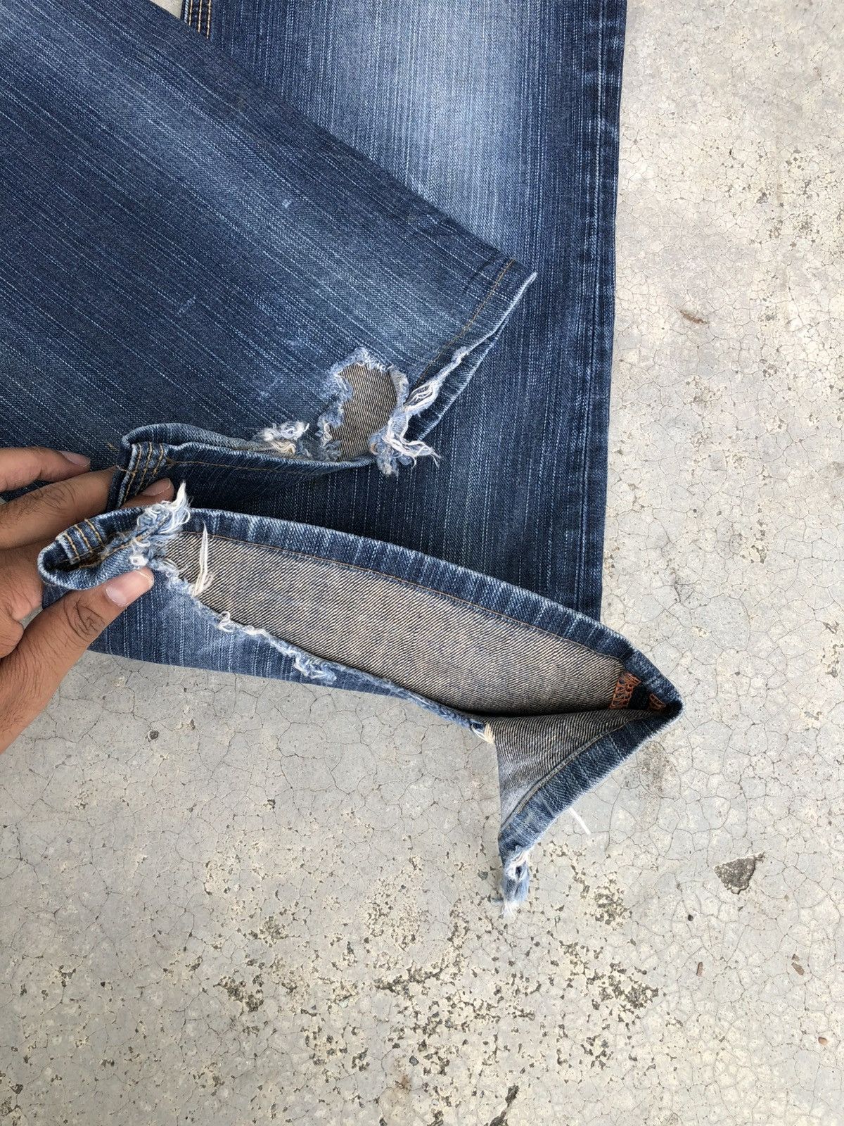 If Six Was Nine Japanese Edwin Flared Jeans Distressed Back Buckle Size US 34 / EU 50 - 13 Thumbnail
