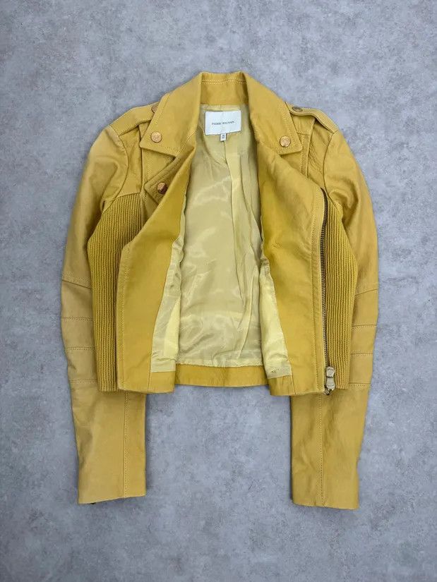 Balmain AW2012 Pierre Balmain Yellow Perfecto Leather Biker Jacket Size S / US 4 / IT 40 - 8 Thumbnail