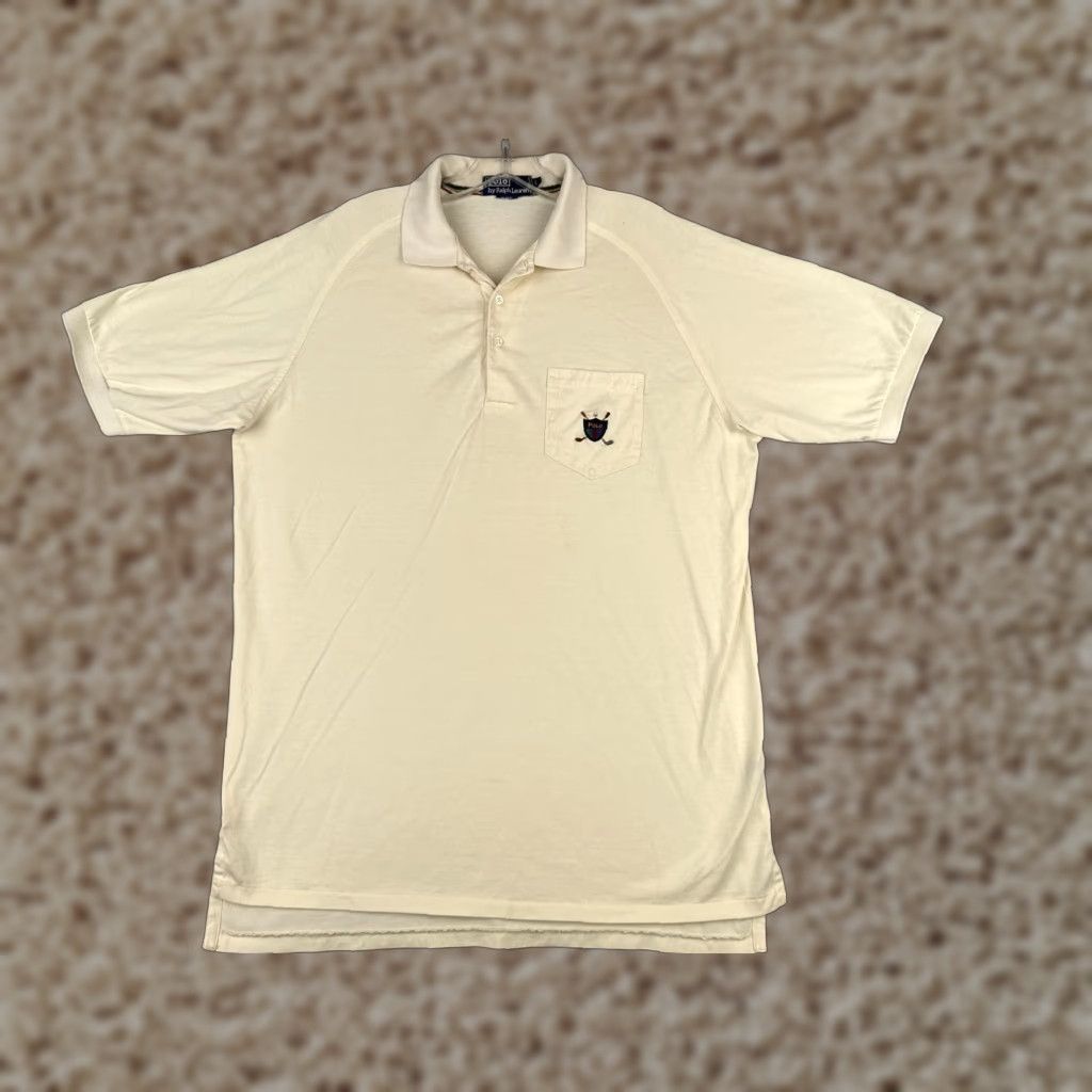 Ralph Lauren VINTAGE Ralph Lauren Polo Shirt Men Large Ivory Short Sleeve 100% Cotton Polo Shirt Mens Ivory 100% Cotton Polo Shirt Vintage Clothing Size US L / EU 52-54 / 3 - 1 Thumbnail