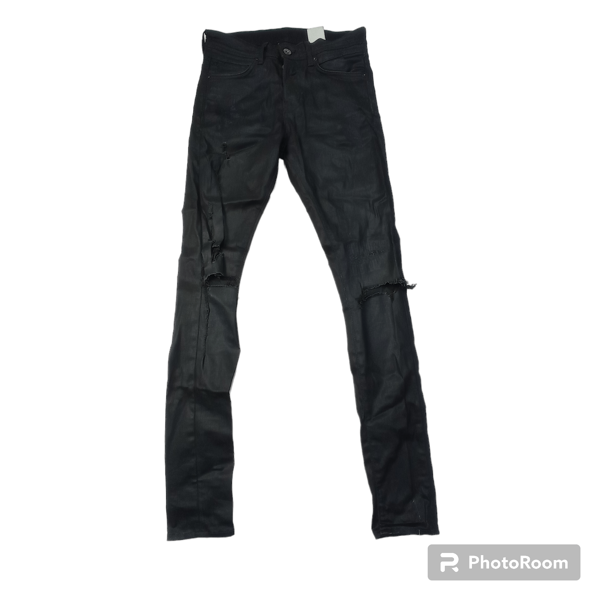 image of Distressed Denim x H&m & Jeans Skinny Super Black Distressed Pants, Women's (Size 28)