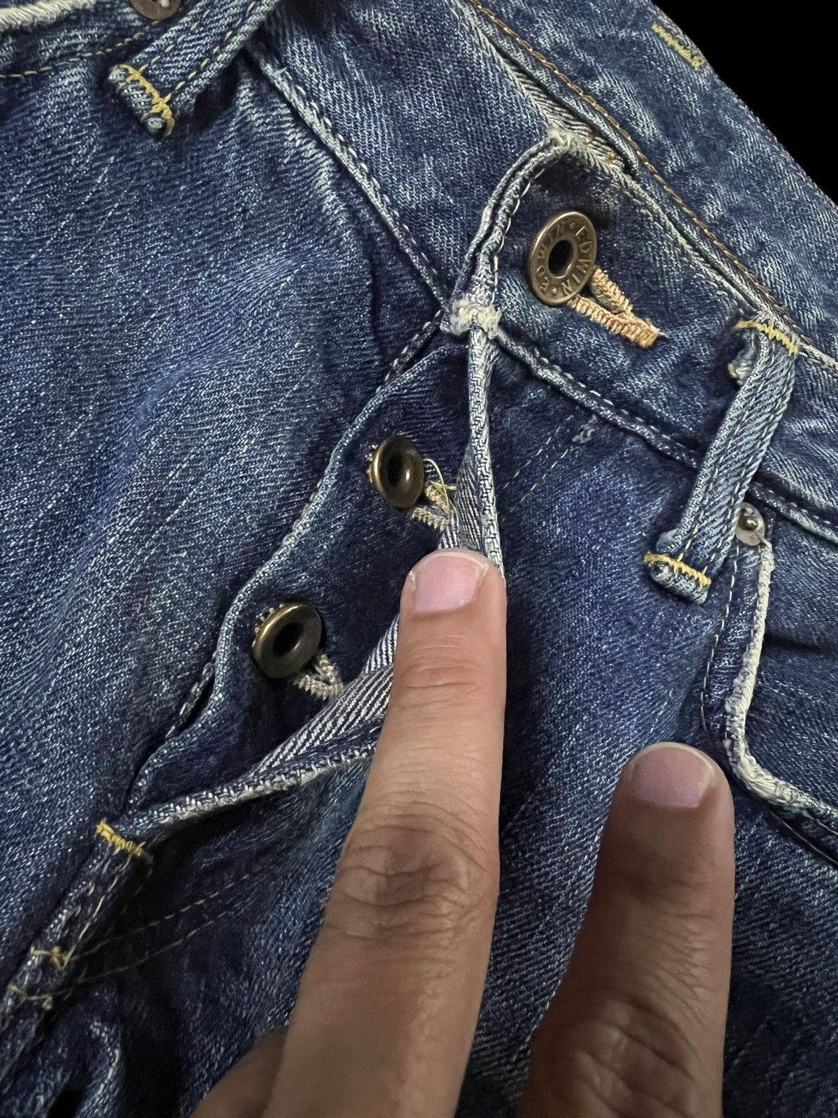 Edwin Vintage Edwin 505 Low Rize Selvedge Distress Mud Wash Jean Size US 31 - 13 Thumbnail