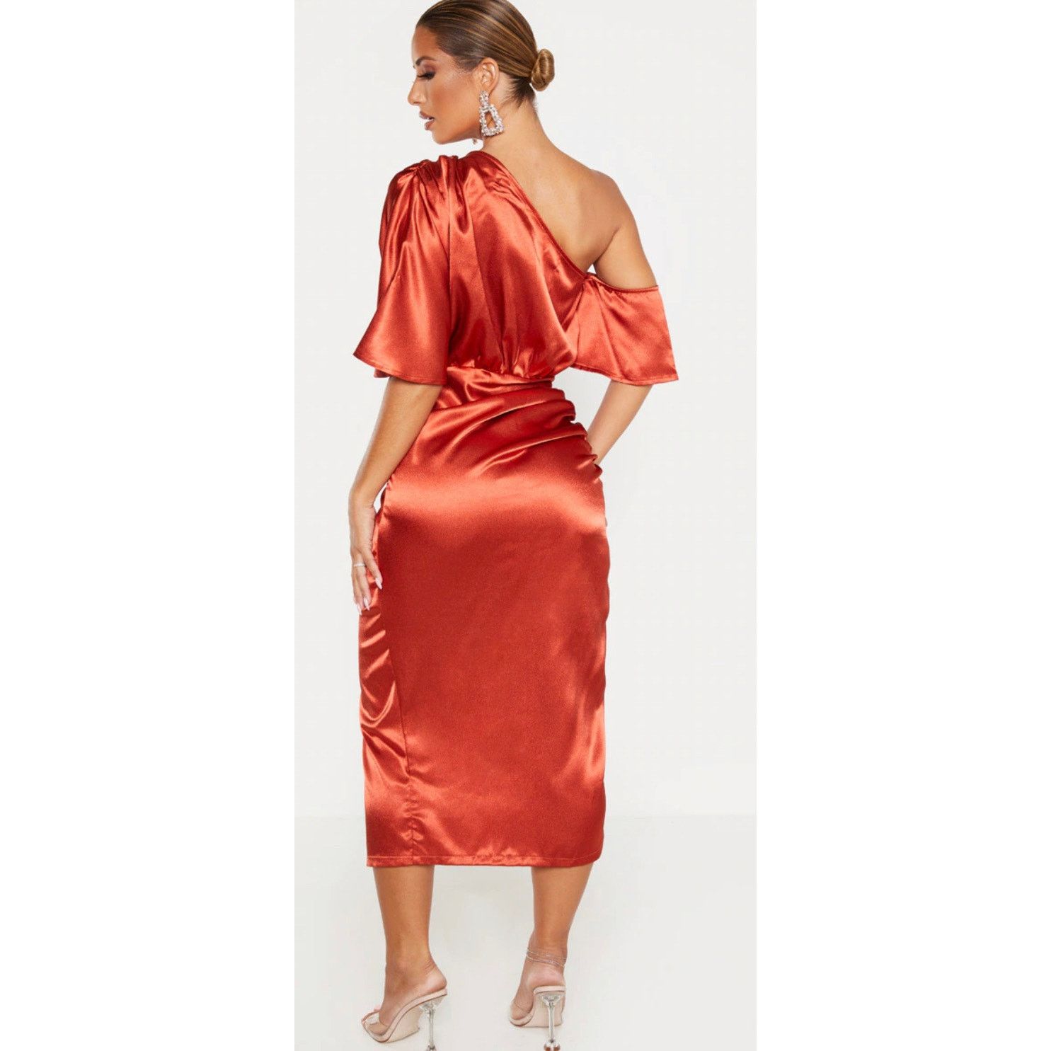 Other Pretty little things,NWT RUST SATIN DRESS S 12 Size XL / US 12-14 / IT 48-50 - 11 Thumbnail