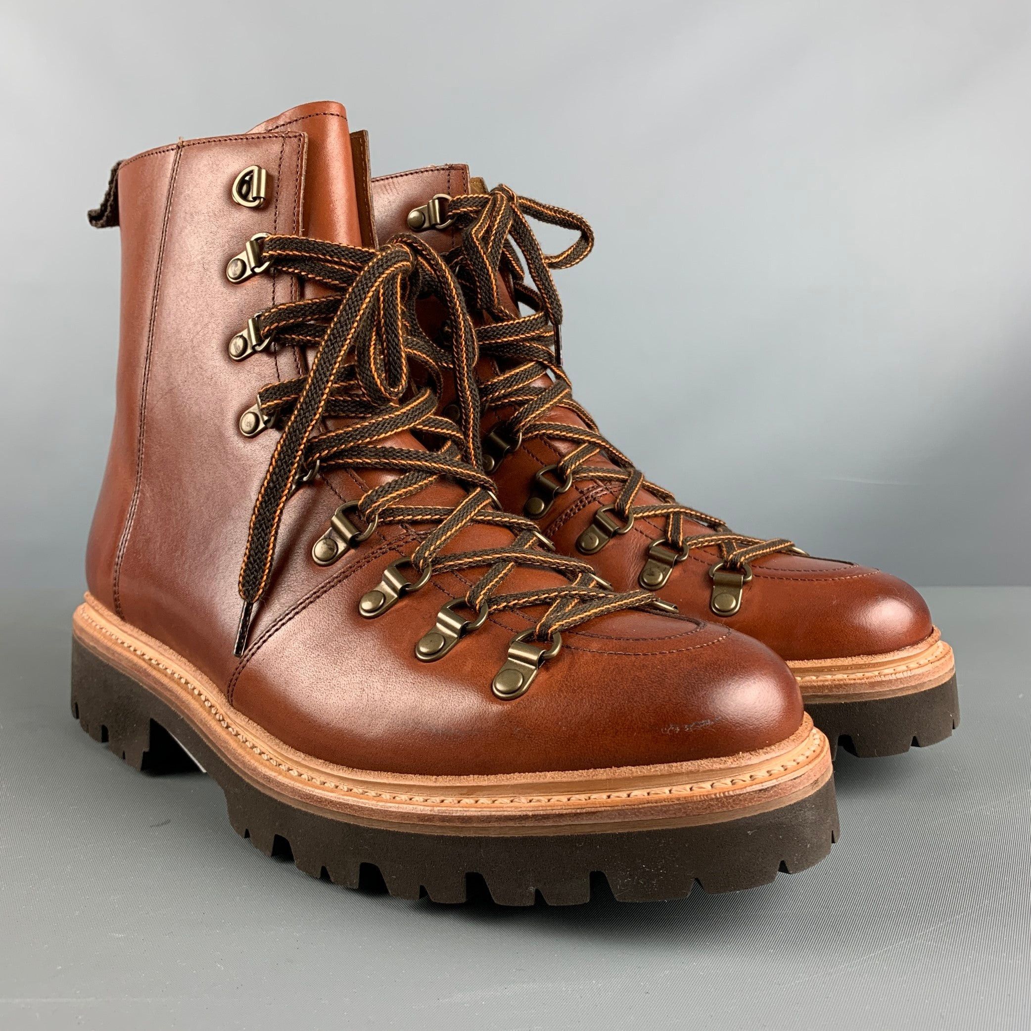 image of Grenson Brown Leather Lace Up Boots, Men's (Size 7)