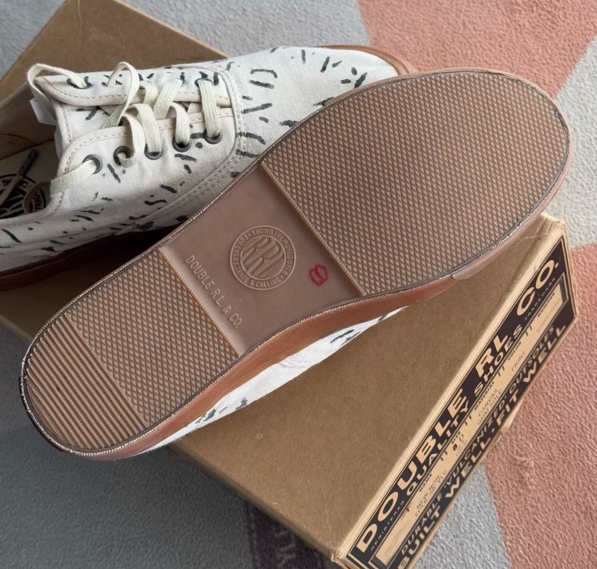 RRL Ralph Lauren RRL Ralph Lauren Double RL Oil Print Canvas Shoes K22 Size US 8 / EU 41 - 5 Thumbnail