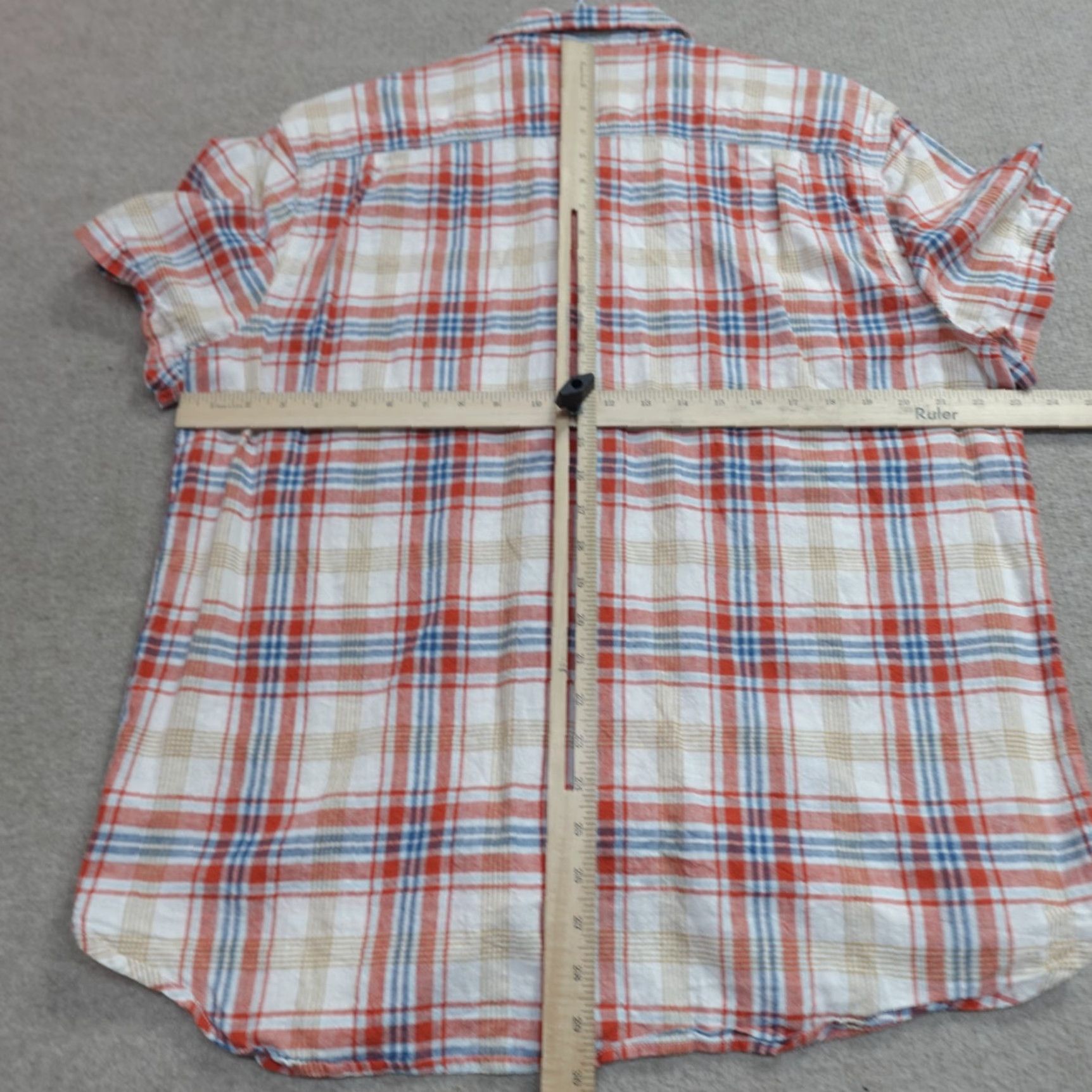 Lucky Brand Lucky Brand Shirt XL Beige Plaid Short Sleeve Linen Cotton Blend Men Size US XL / EU 56 / 4 - 5 Thumbnail