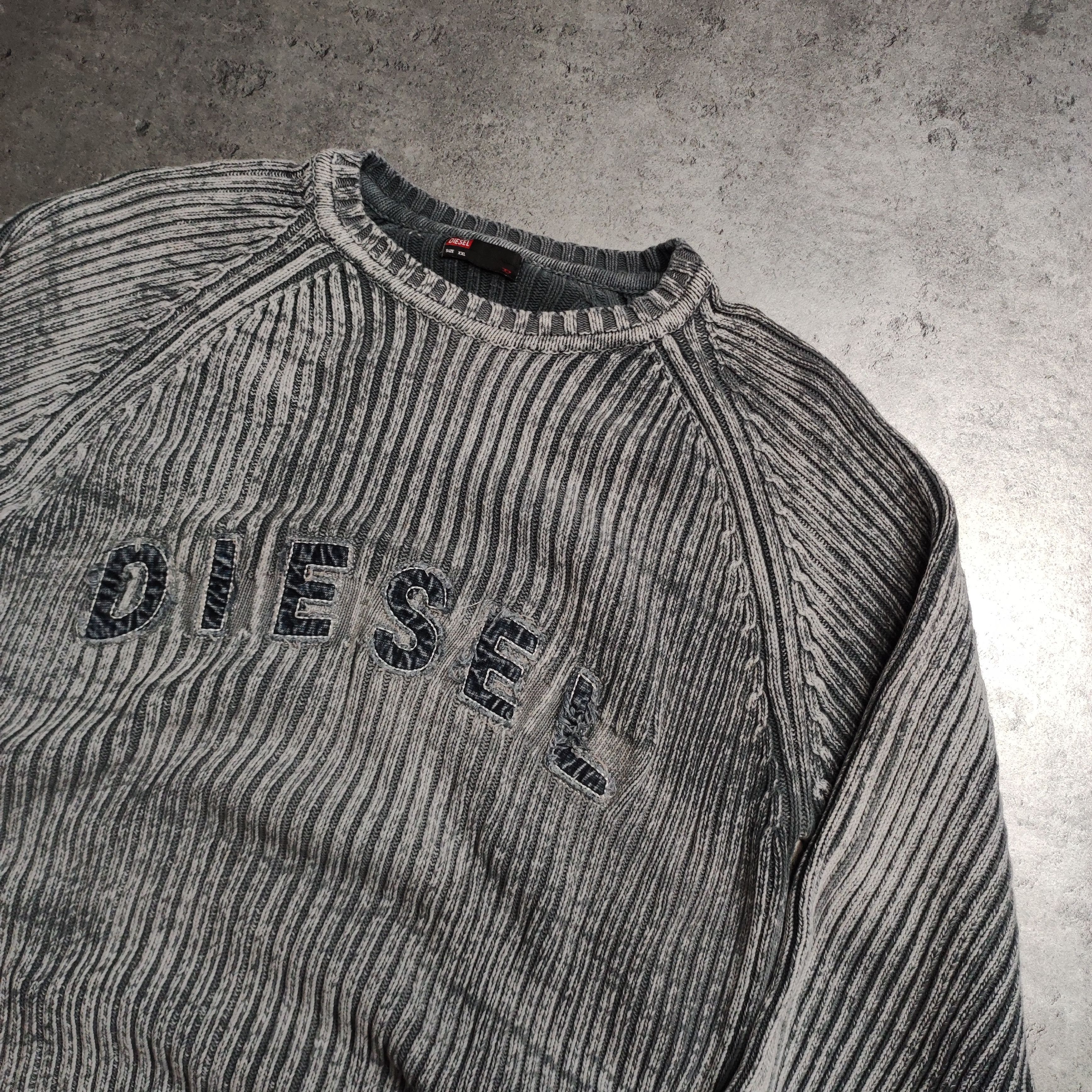 Diesel RARE Archive Y2k Dark Gray Denim Logo Diesel Knit Sweater Size US XXL / EU 58 / 5 - 4 Thumbnail