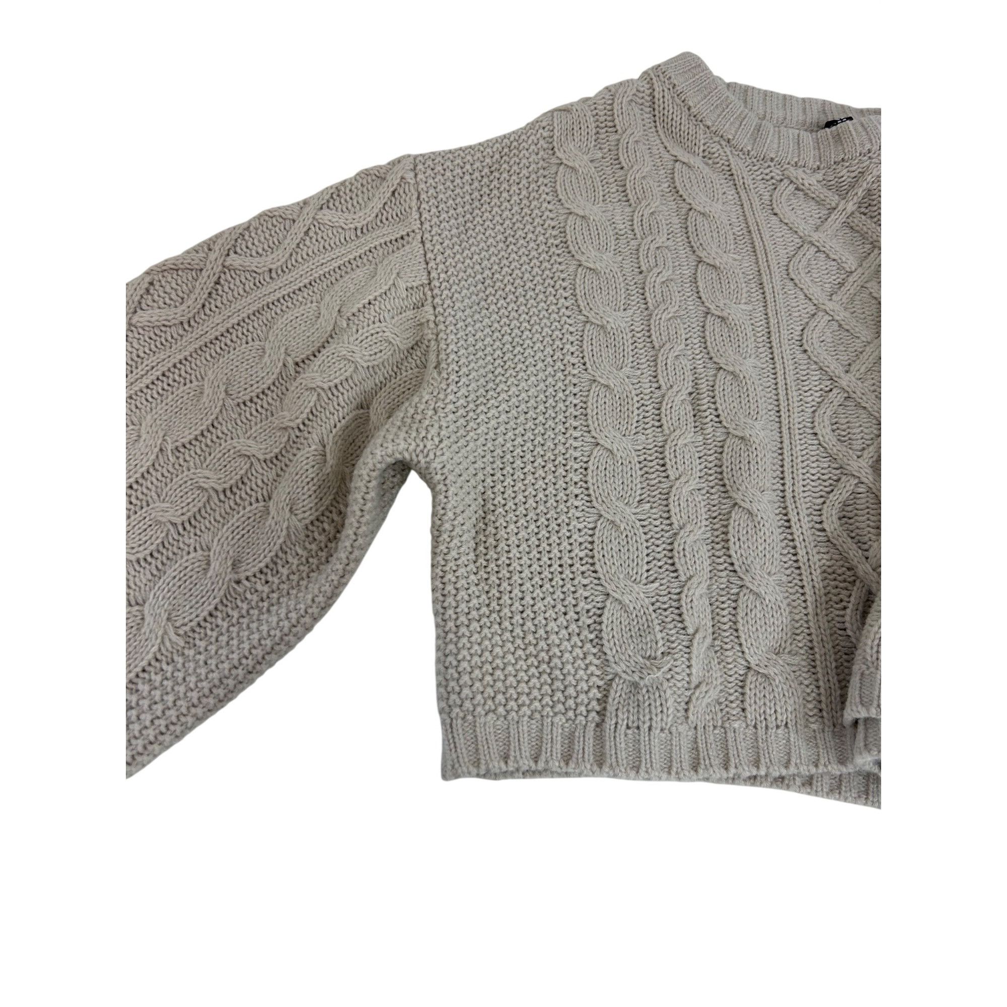 H&M H&M Divided Women’s Tan Sweater M Chunky Cable Knit Cropped Size M / US 6-8 / IT 42-44 - 19 Thumbnail