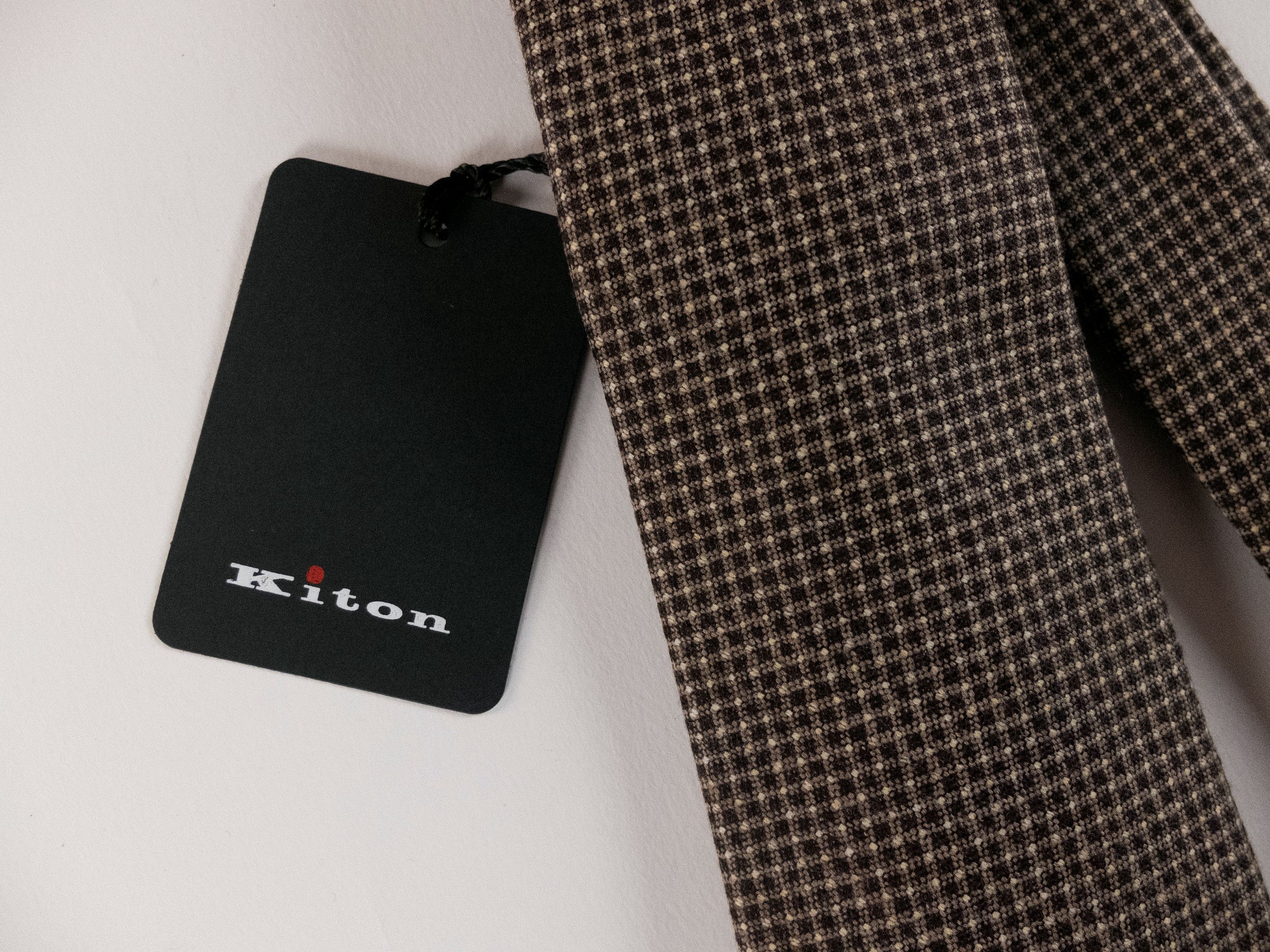 Kiton KITON hand made 7 fold brown wool silk tie NWT Italy Size ONE SIZE - 2 Thumbnail