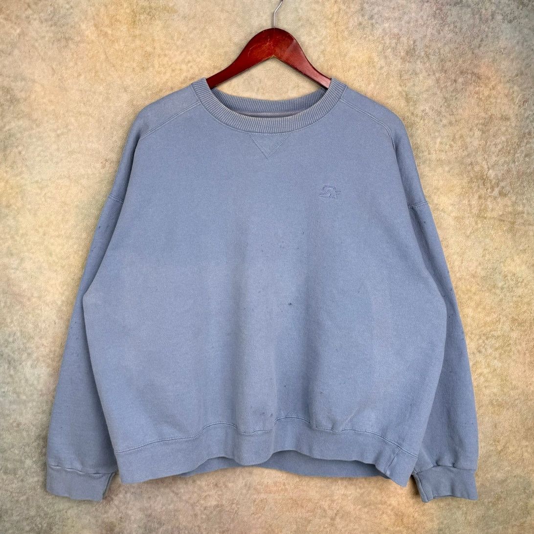 Starter × Vintage VTG 90s Starter Crewneck Sweatshirt Sz XL Light Blue Size US XL / EU 56 / 4 - 2 Thumbnail