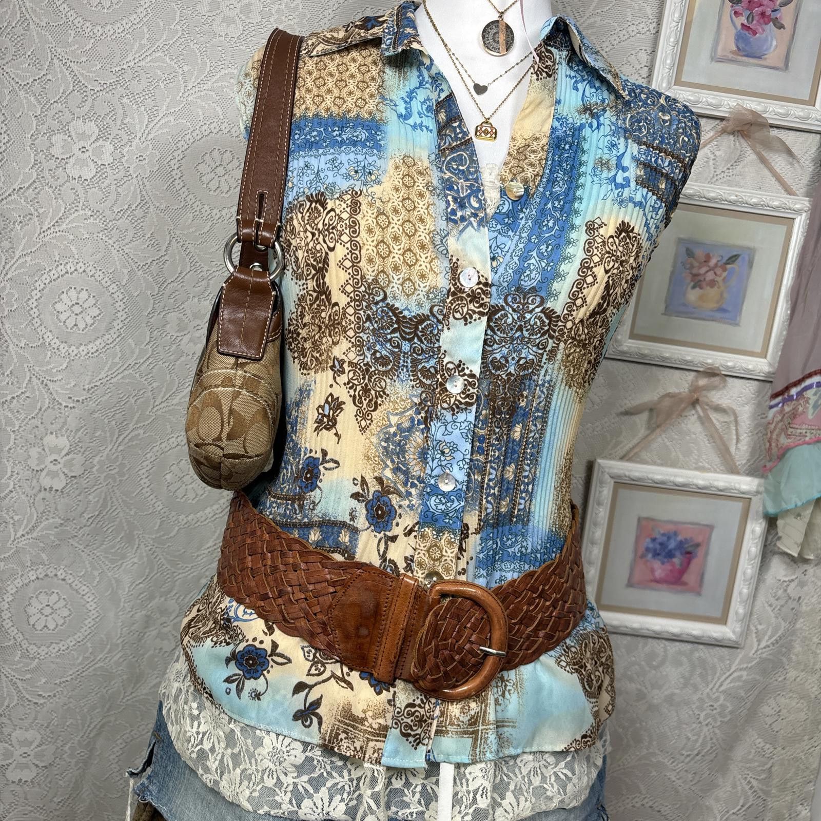 Other y2k fairy core blue button up blouse top Size S / US 4 / IT 40 - 3 Thumbnail