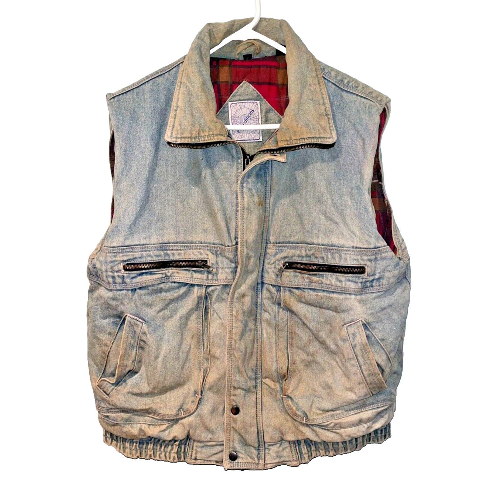 Other Expeditions Denim Vest Flannel Lined Distressed Men’s L Size US L / EU 52-54 / 3 - 3 Thumbnail