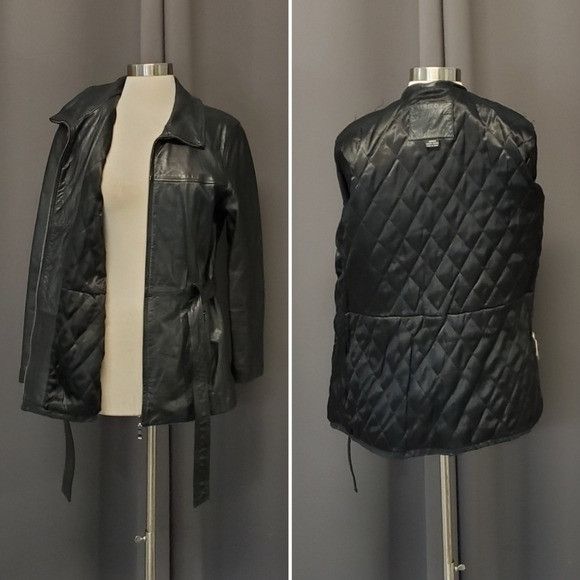 Vintage Vintage 90s y2k Bratz Black Leather Mid Length Belted Coat Size M / US 6-8 / IT 42-44 - 3 Thumbnail