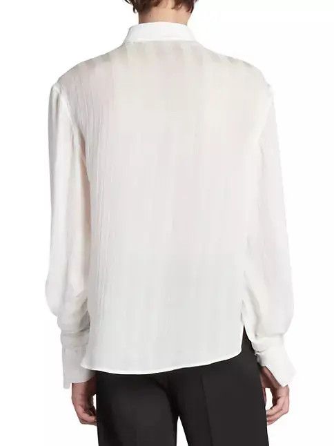 Saint Laurent Paris o1bcso1str1124 Shirt in Striped Silk in White Size US XL / EU 56 / 4 - 3 Thumbnail