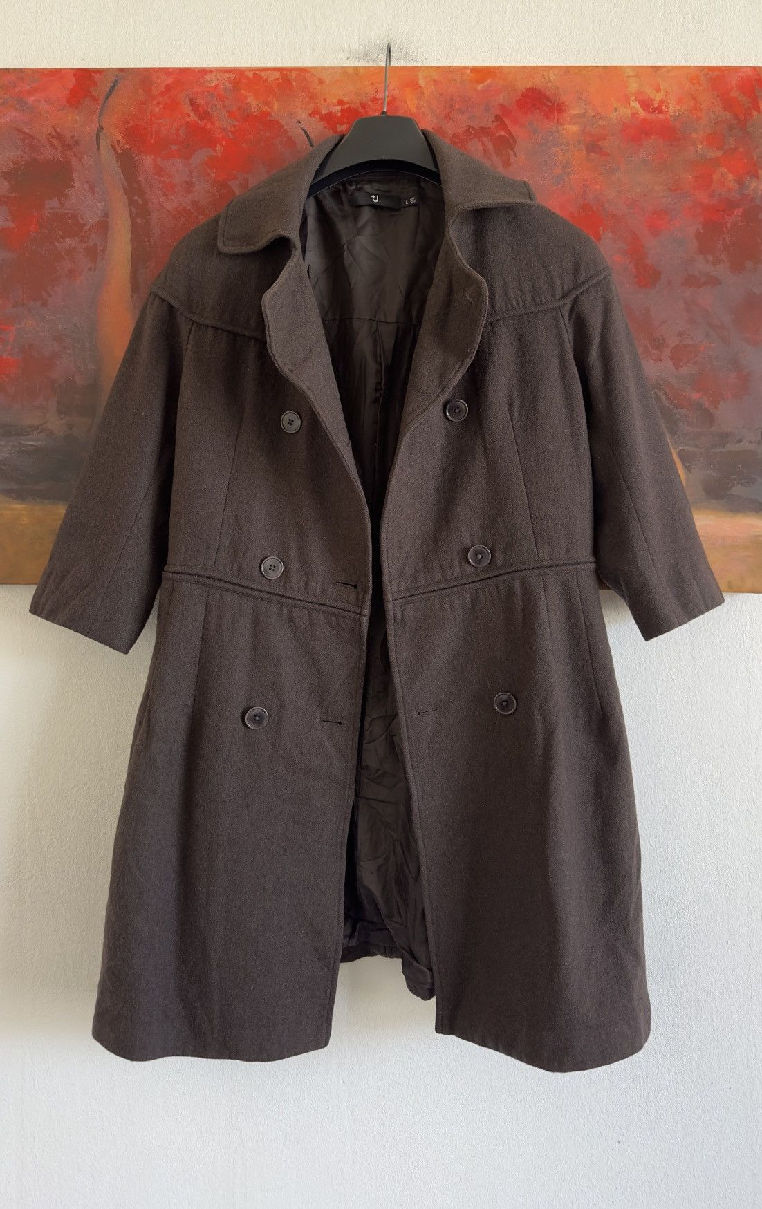 Jil Sander Jil Sender x Uniqlo Wool Brown Short Sleeve Coat Size L Size L / US 10 / IT 46 - 1 Thumbnail