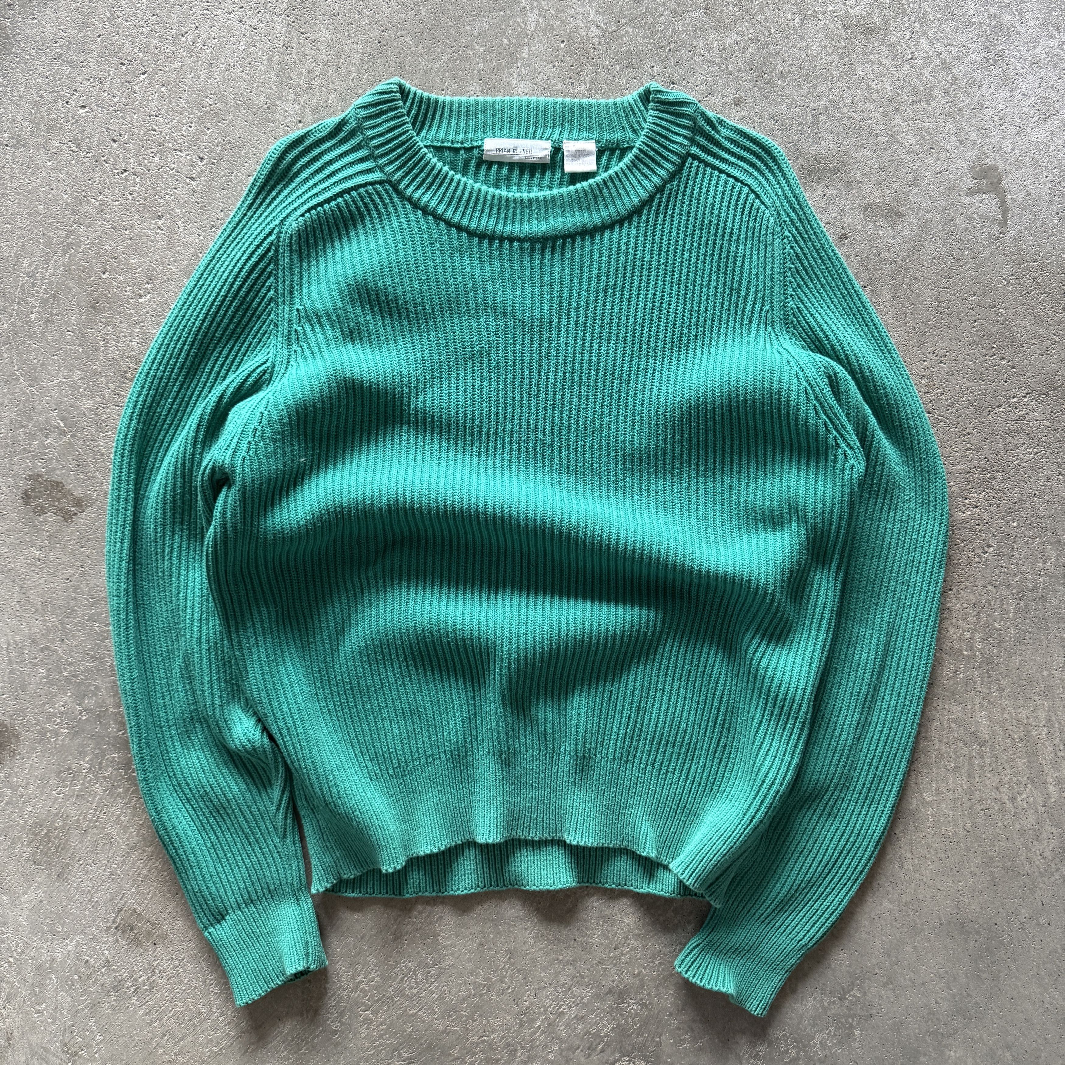 vintage emerald green cotton fisherman sweater