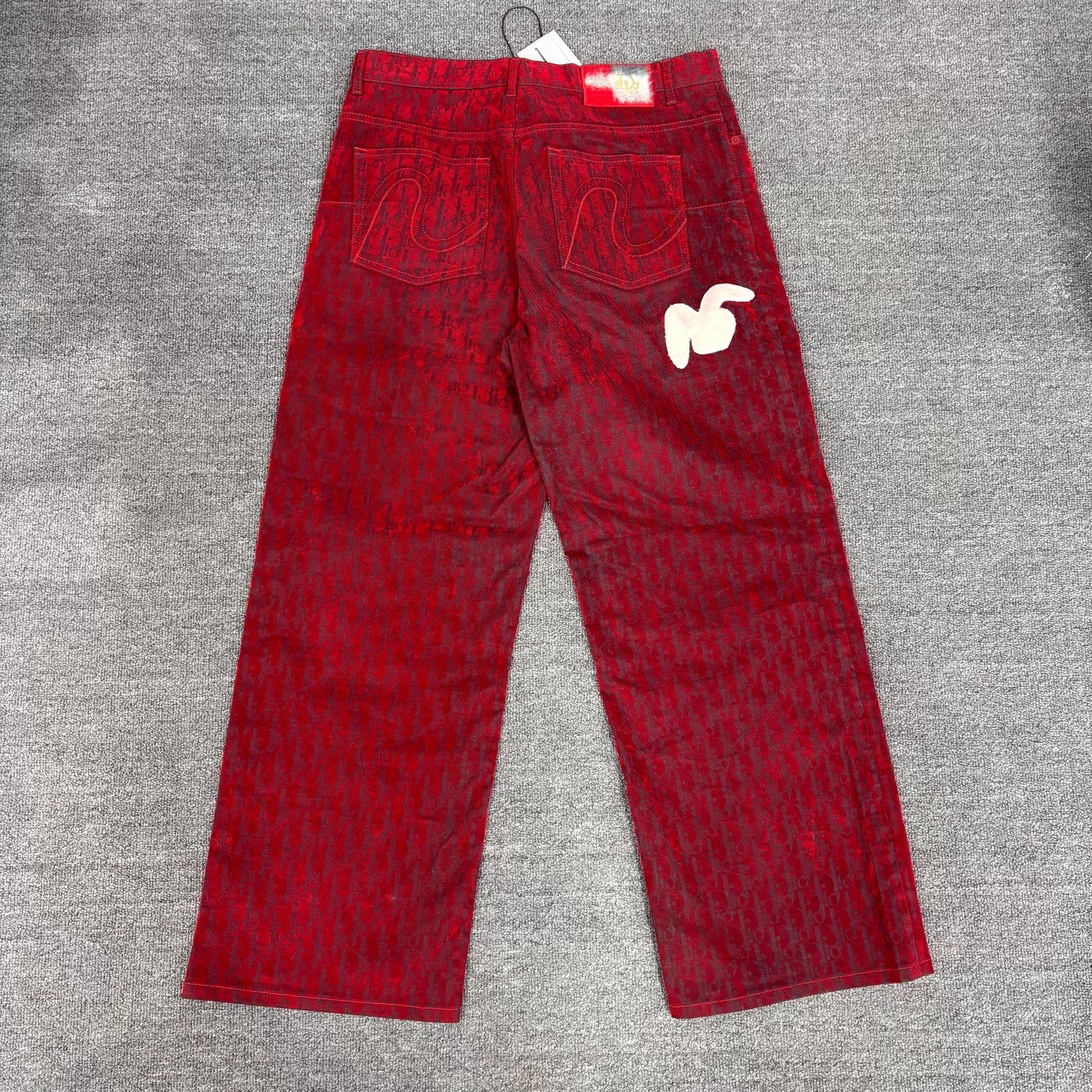 Dior Dior Red Rabbit Flocked Logo Jeans 31 NWT Size US 31 - 1 Thumbnail