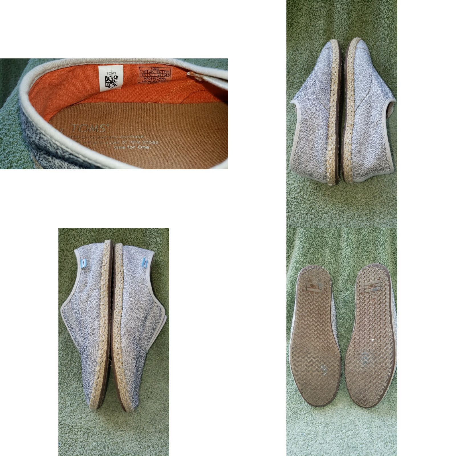 Vintage Tom's Women's Gray Slide On Sneaker Sz. 7.5M Espadrille Soles Memory Foam Insole Size US 6 / IT 36 - 8 Thumbnail