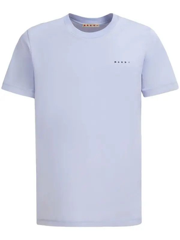 Marni o1w1db11125 Logo-Embroidered Cotton T-Shirt in Blue Size US L / EU 52-54 / 3 - 1 Thumbnail