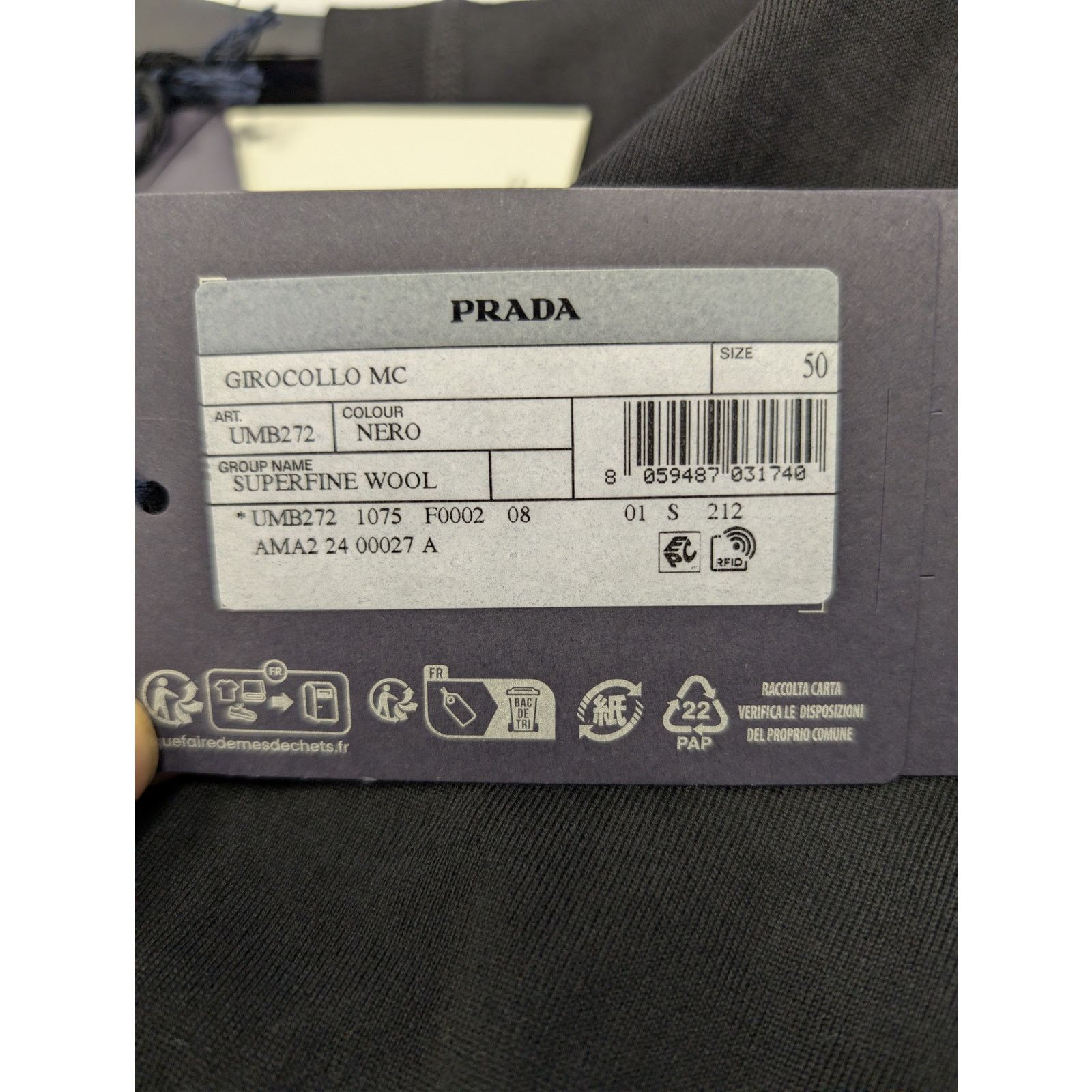 Prada o1rshd1 Logo Intarsia Short Sleeve Crewneck Sweater in Black Size US M / EU 48-50 / 2 - 23 Thumbnail