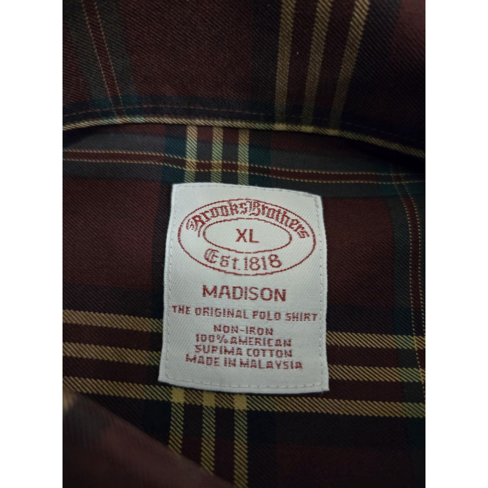 Brooks Brothers Brooks Brothers Madison Shirt Men's XL Blue Maroon Plaid Long Sleeve Button-Up, Multicolor, Non-Iron, Pockets, All Seasons, Casual, Travel Size US XL / EU 56 / 4 - 5 Thumbnail