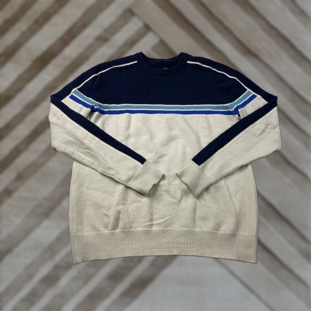Vintage Fair Harbor Sweater Men Small Navy White Cotton Blend Stripe Crew Neck Pullover Size US S / EU 44-46 / 1 - 1 Thumbnail