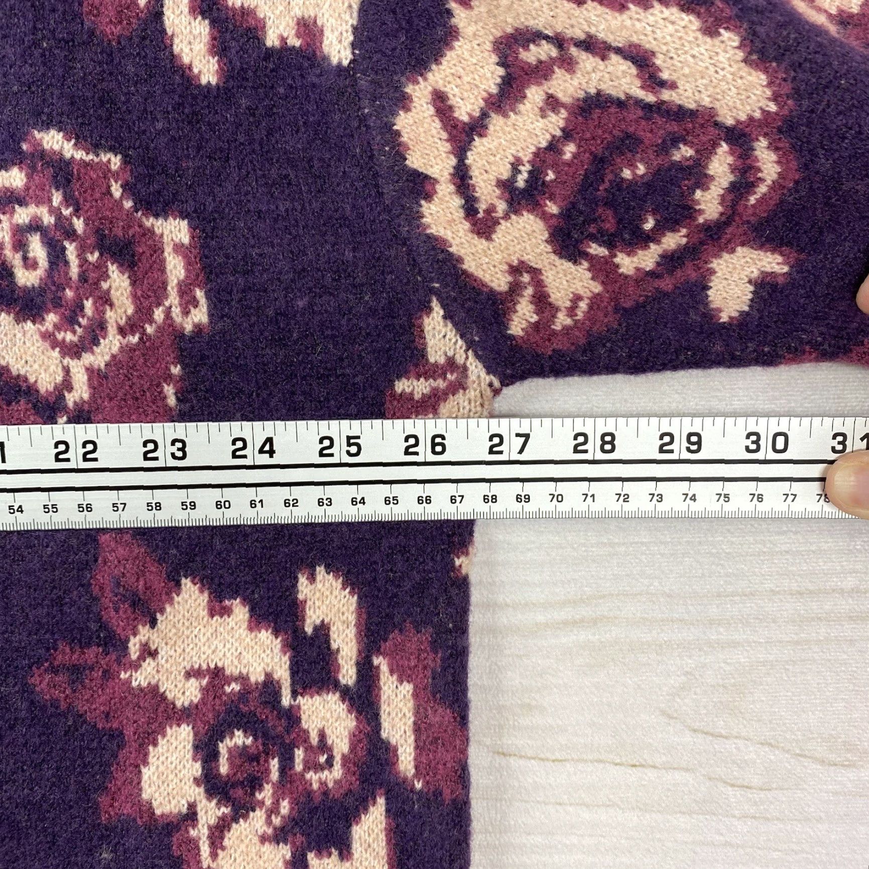 Vintage Joseph A Sweater Women's 2X Purple Floral Mock Neck Pullover Knit NWT Size XXL / US 16-18 / IT 52-54 - 6 Thumbnail