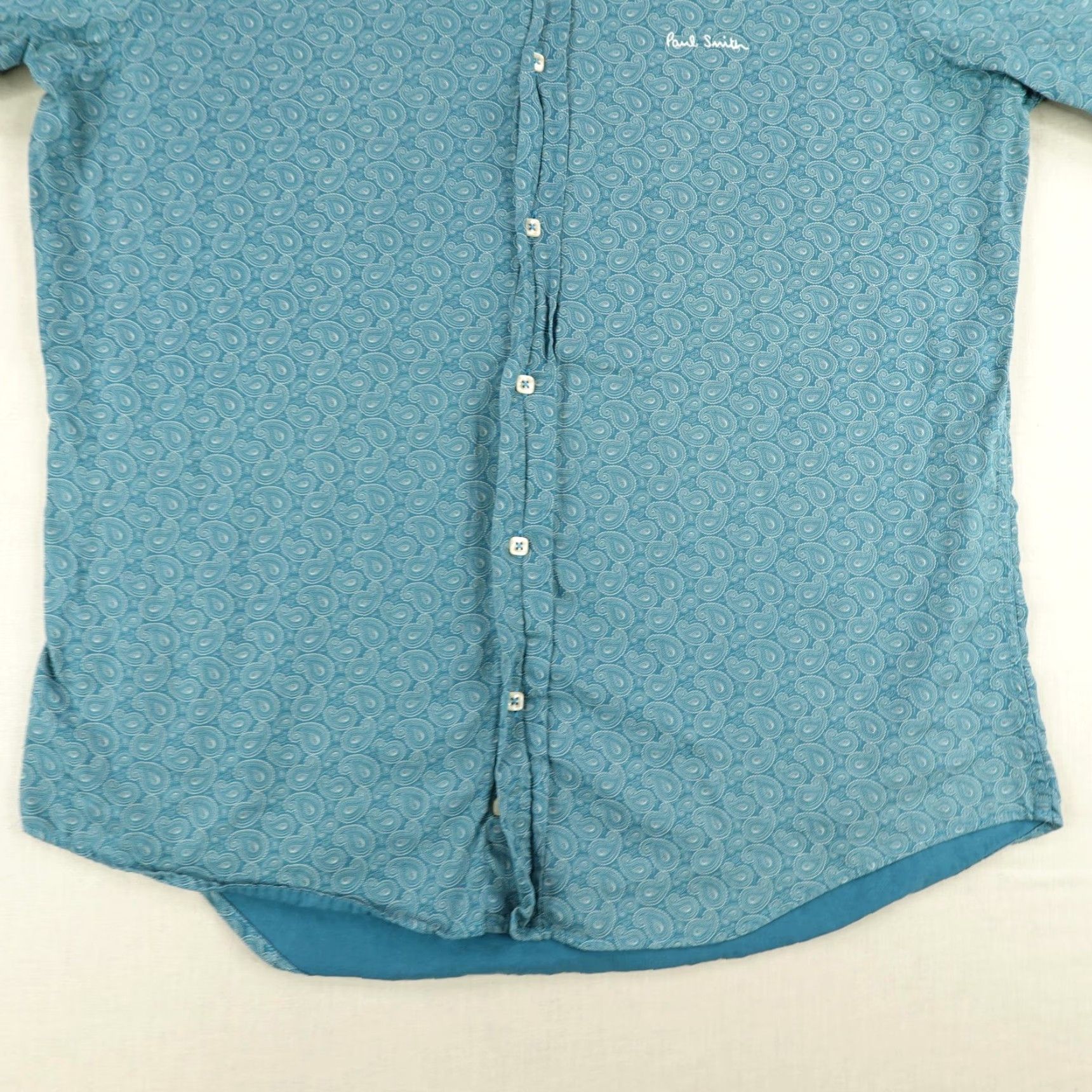 Paul Smith Paul Smith Shirt Mens XL Blue Teal Paisley Short Sleeve Button Up Size US XL / EU 56 / 4 - 4 Thumbnail