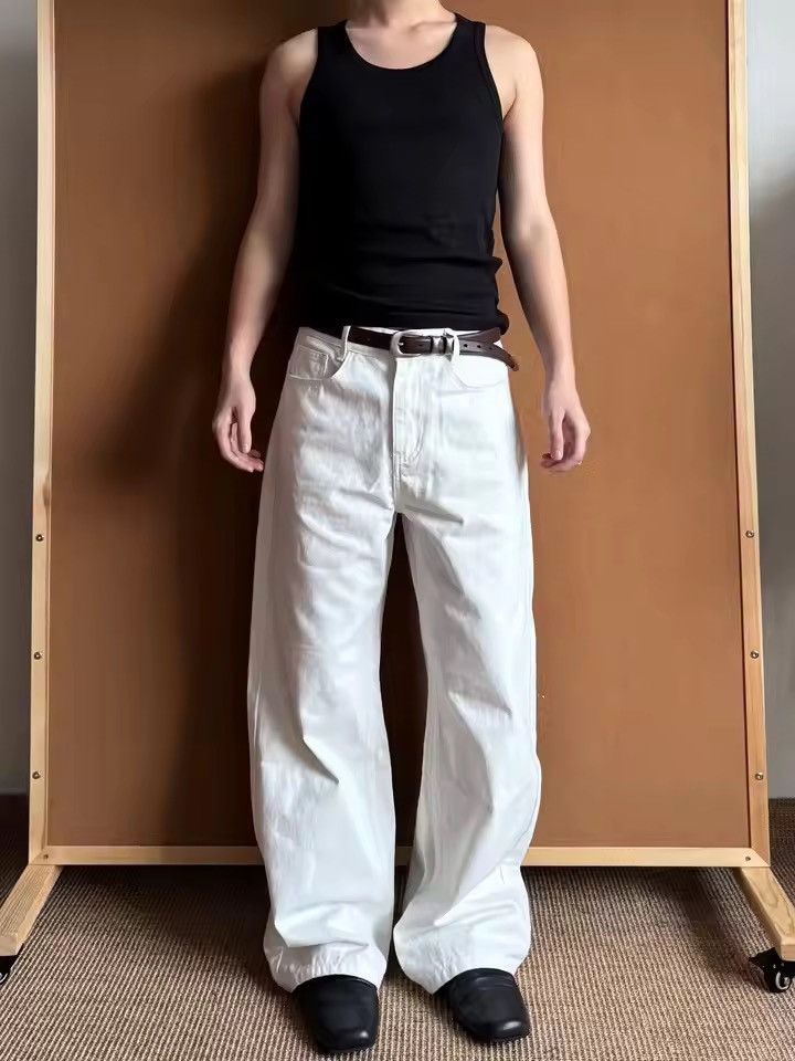 Jean Straight Leg Wide Leg Solid Color Denim Pant Size US 30 / EU 46 - 4 Thumbnail