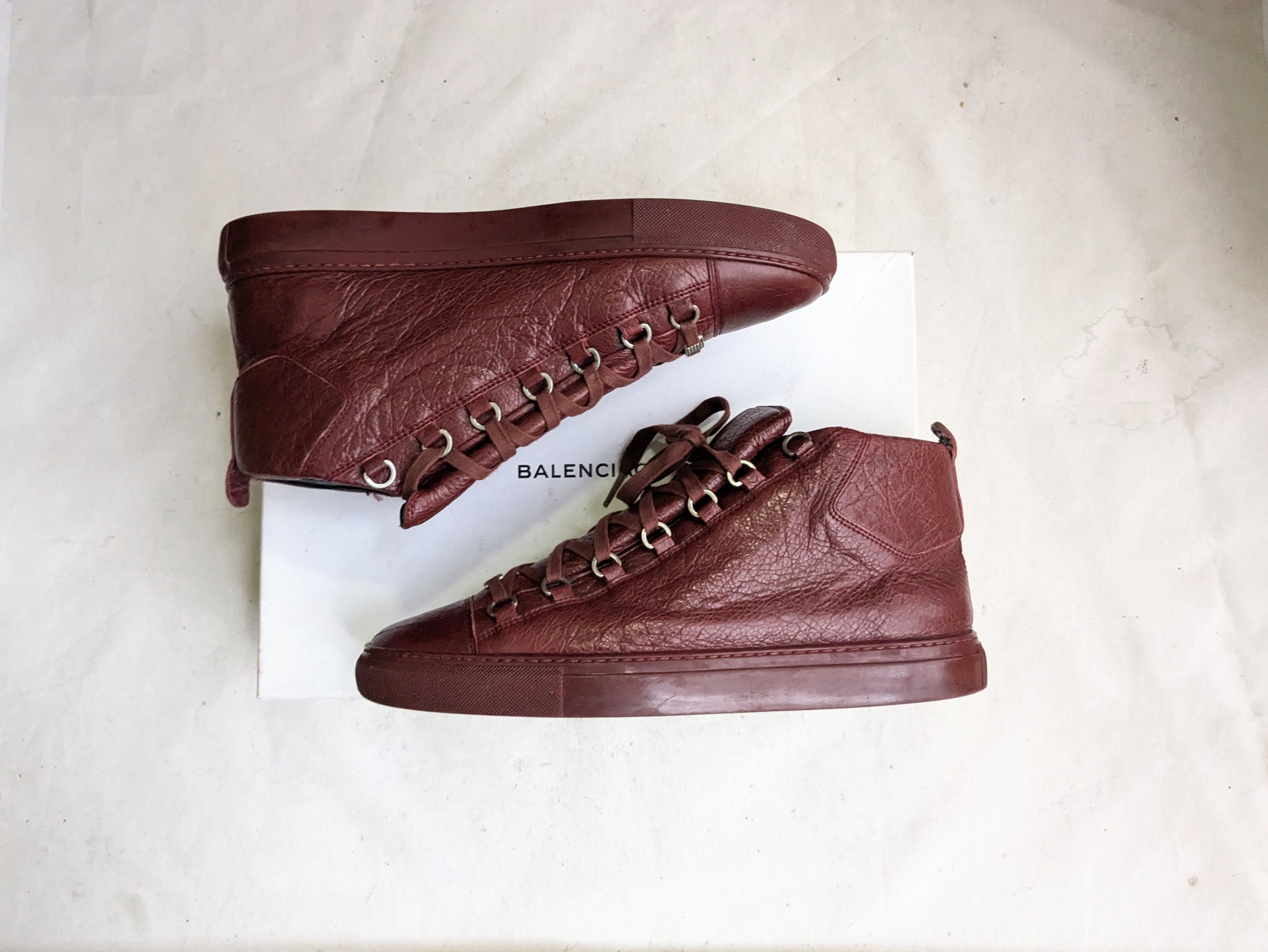 Balenciaga Arenas Burgundy Leather 12 High Tops
