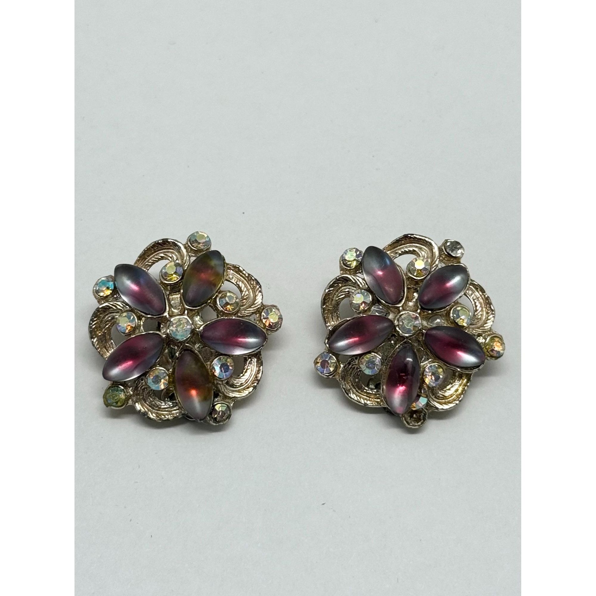 Vintage Vintage pink rhinestone flower earrings Size ONE SIZE - 2 Thumbnail