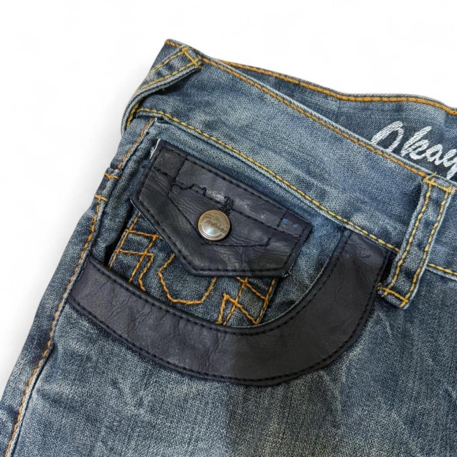True Religion Y2K OKAY Jeans Wear Blue Denim Jeans Flap Pocket TR Style Size 34" / US 12 / IT 48 - 6 Thumbnail
