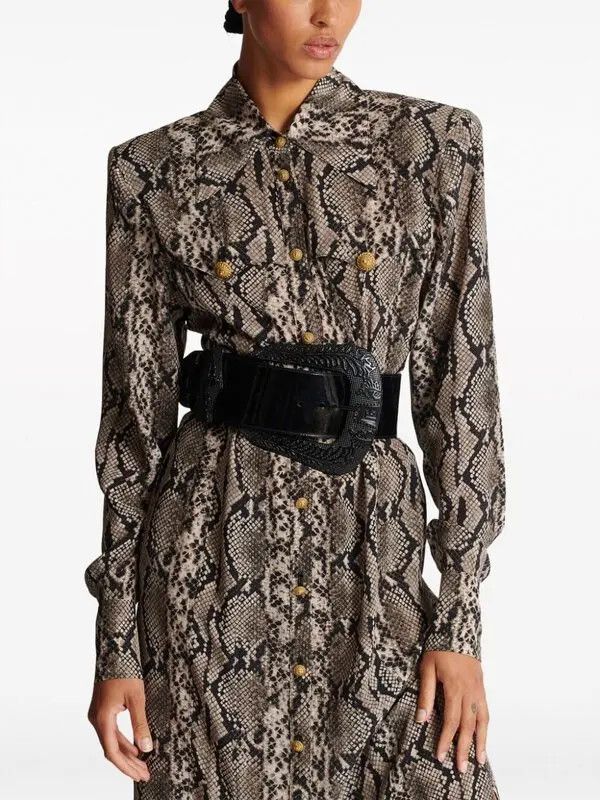 Balmain o1s1wg111225 Size:OS/Western Patent-Leather Belt in Black Size ONE SIZE - 4 Thumbnail