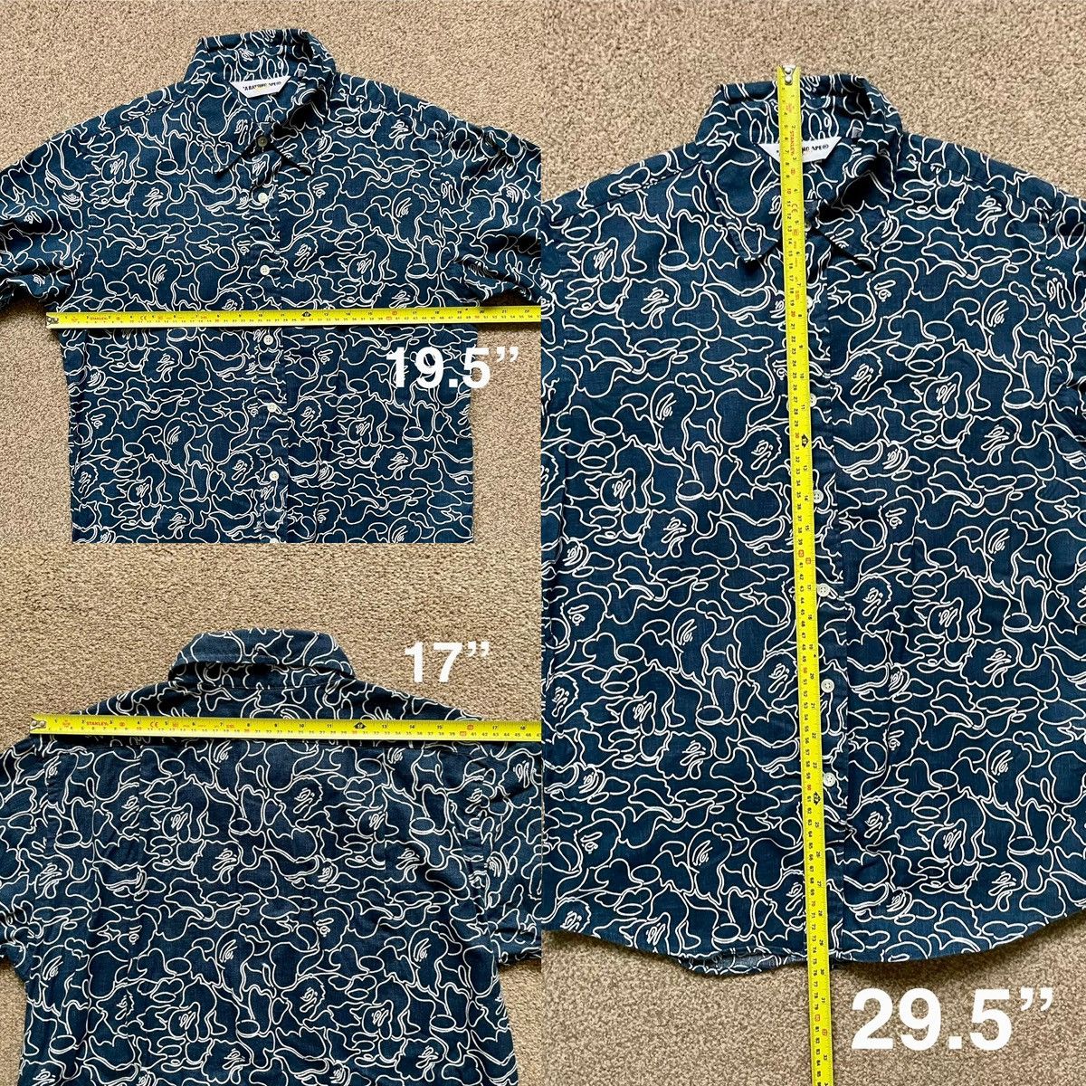 Bape BAPE linear ape head camo short sleeve shirt - navy - Size M Size US M / EU 48-50 / 2 - 12 Thumbnail