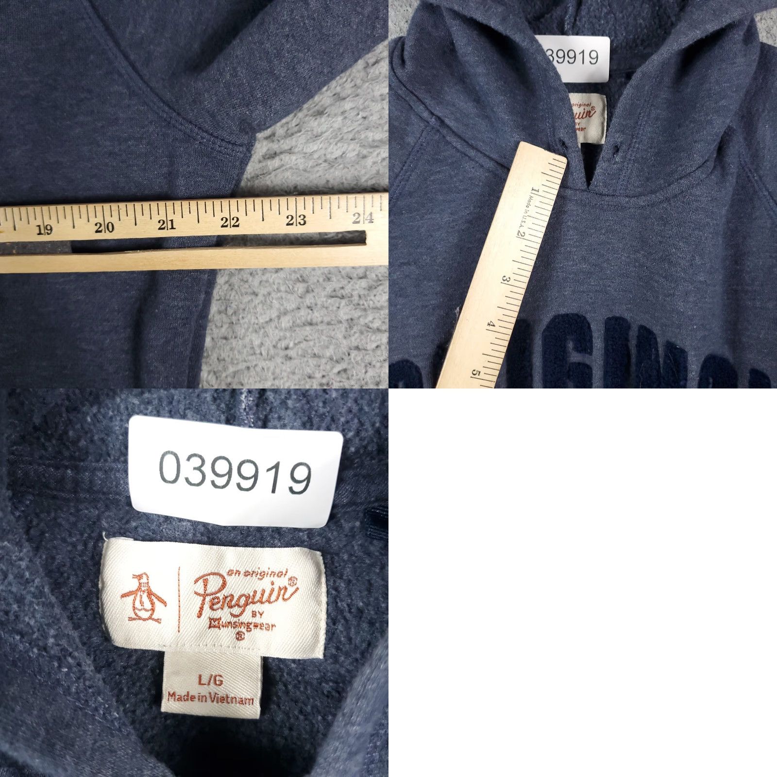 Original Penguin VINTAGE Original Penguin Hoodie Mens Large Pullover Sweater Long Sleeve Gray Knit Logo Accents Sports 90s Size US L / EU 52-54 / 3 - 8 Thumbnail