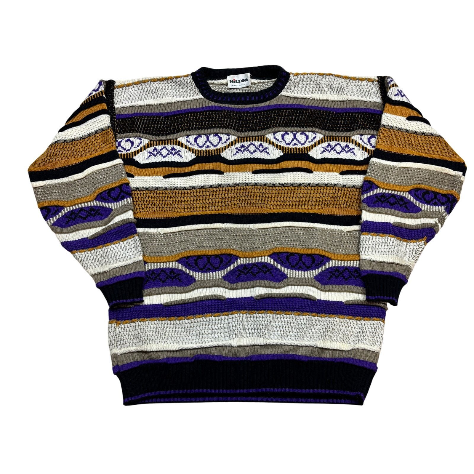 Vintage VTG Hilton 3D Knit Abstract Sweater XL Eclectic Grandpa Dad Size US XL / EU 56 / 4 - 1 Thumbnail