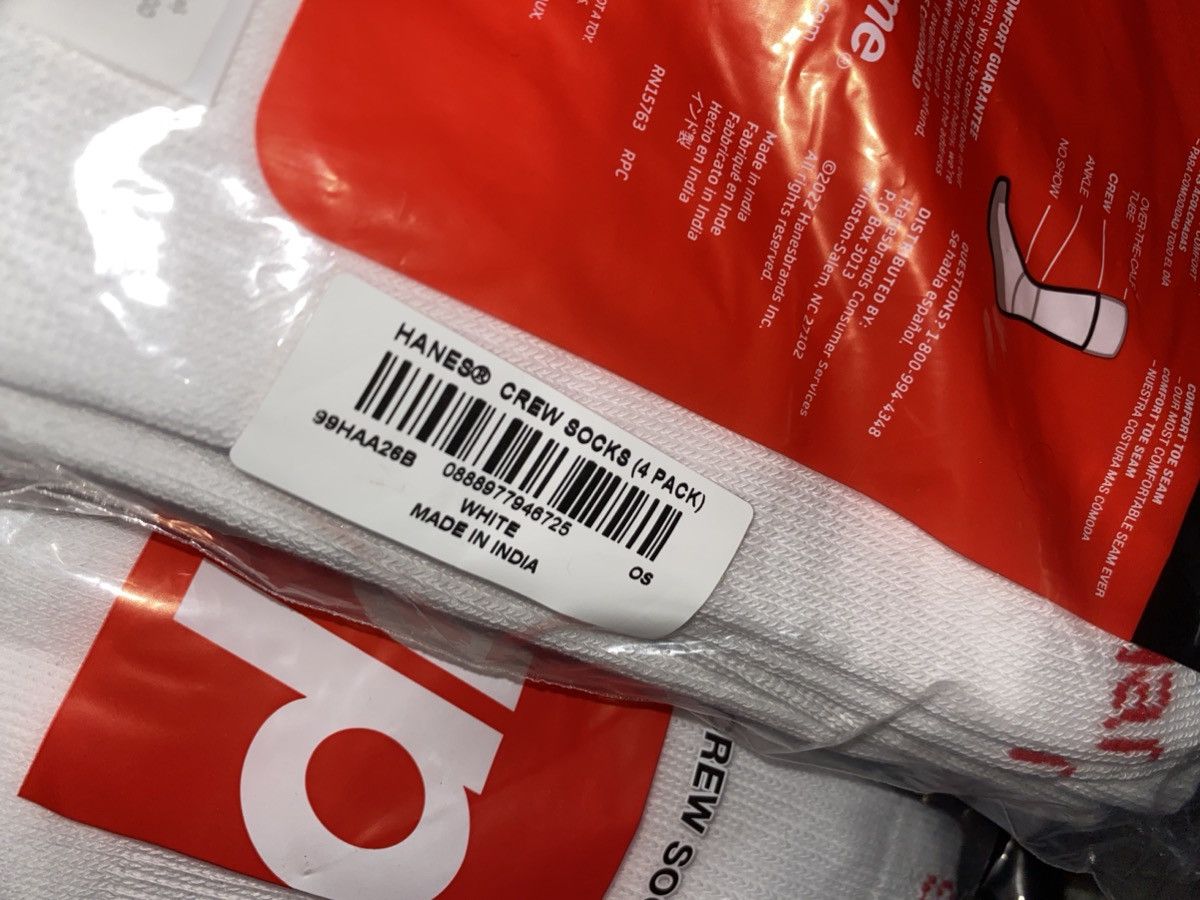 Hanes × Supreme Supreme Hanes Crew Socks (3 Pack) White Size ONE SIZE - 3 Thumbnail