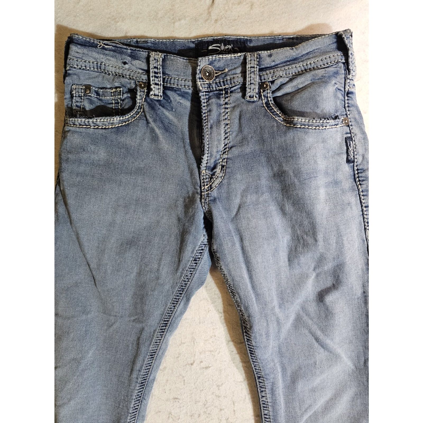 Silver Jeans Co. Silver Jeans Signature Zac Relaxed Straight Leg Jeans Mens 32x30 Light Wash Size US 32 / EU 48 - 2 Thumbnail