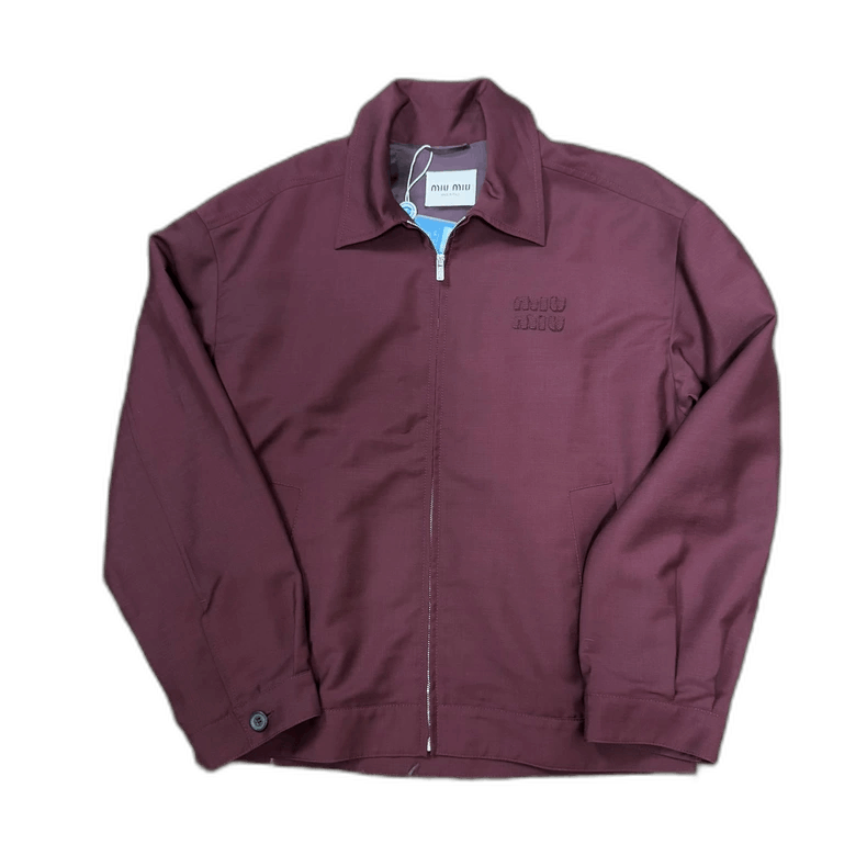 Miu Miu Miu Miu Burgundy Embroidered Logo Jacket Size L / US 10 / IT 46 - 1 Thumbnail