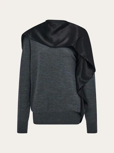 Salvatore Ferragamo o1s1rm0526 Scarf-neck Sweater in Grey Size S / US 4 / IT 40 - 1 Thumbnail