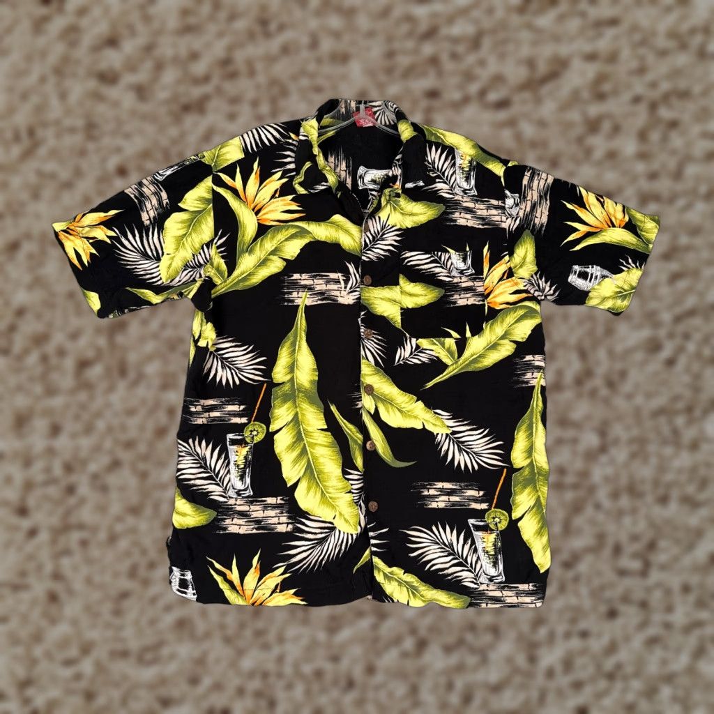 Vintage Junction West Shirt Men Medium Black Floral Button Hawaiian Cocktails Rayon Size US M / EU 48-50 / 2 - 1 Thumbnail