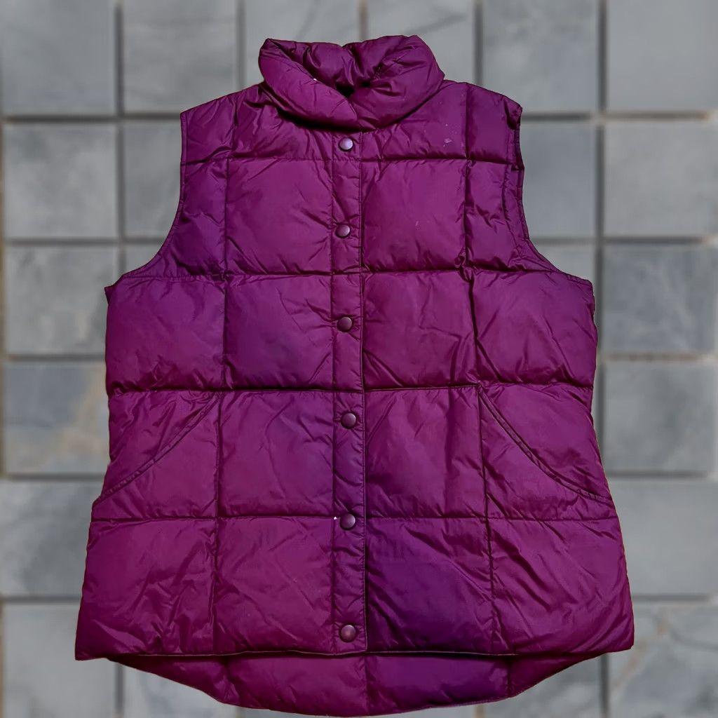 Lands' End VINTAGE Lands' End Vest Women Small 6-8 Maroon Red Goose Down Puffer Vest S Womens Size S / US 4 / IT 40 - 1 Thumbnail