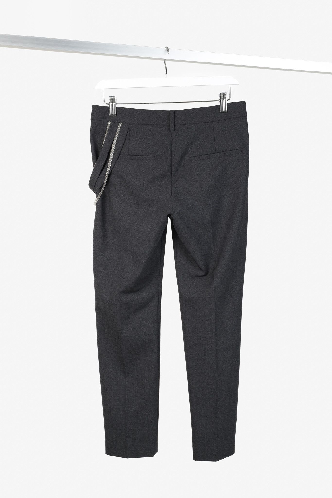 Brunello Cucinelli Brunello Cucinelli Stretch-Wool Monili-Belt-Loop Trousers Size 27" / US 4 / IT 40 - 2 Thumbnail